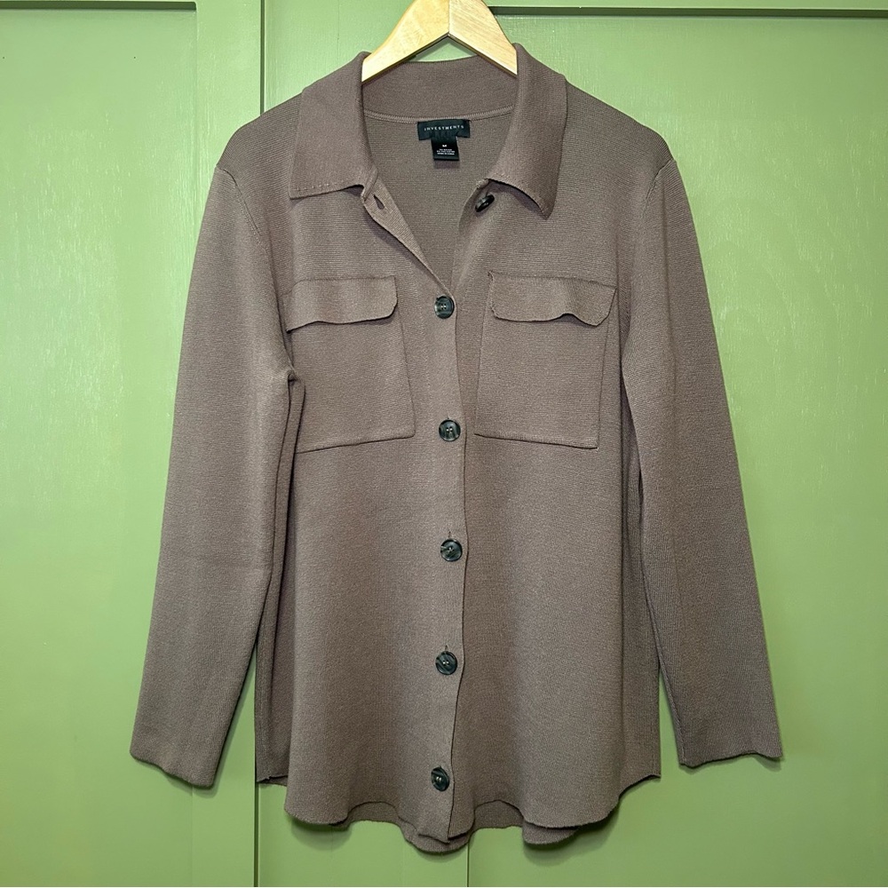 Investments Brown Button-Up Cardigan sz M